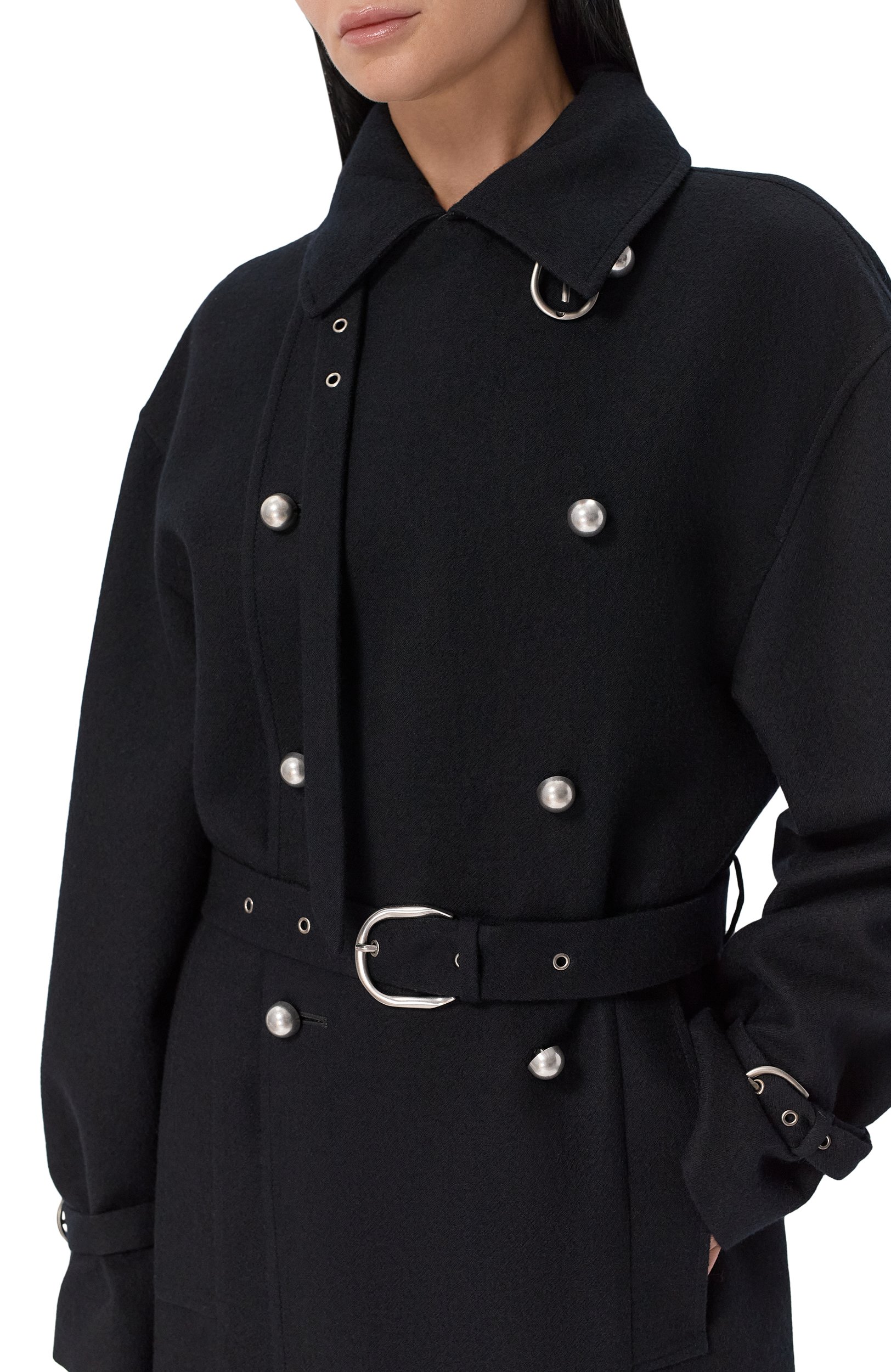 Шерстяной тренч ANN DEMEULEMEESTER черного цвета по цене 356000 руб., арт. B0014250/FA207, фото 5 Шерстяной тренч ANN DEMEULEMEESTER, арт. B0014250/FA207, фото 5