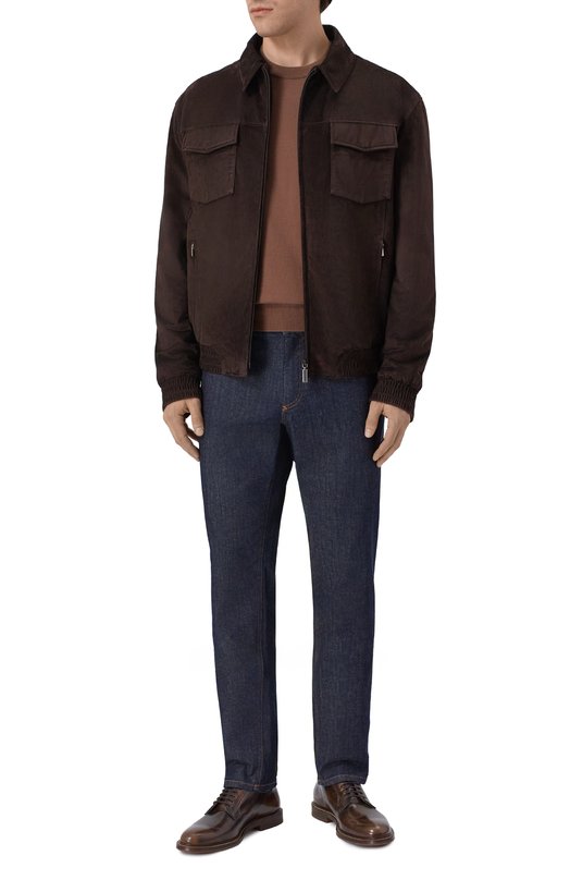 Хлопковый джемпер Brioni UMR00L/PCK17 Коричневый  UMR00L/PCK17 Фото 2