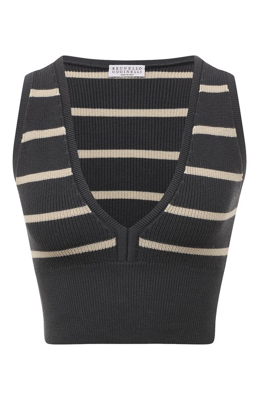 Хлопковый топ Brunello Cucinelli M1912BP216 Серый M1912BP216