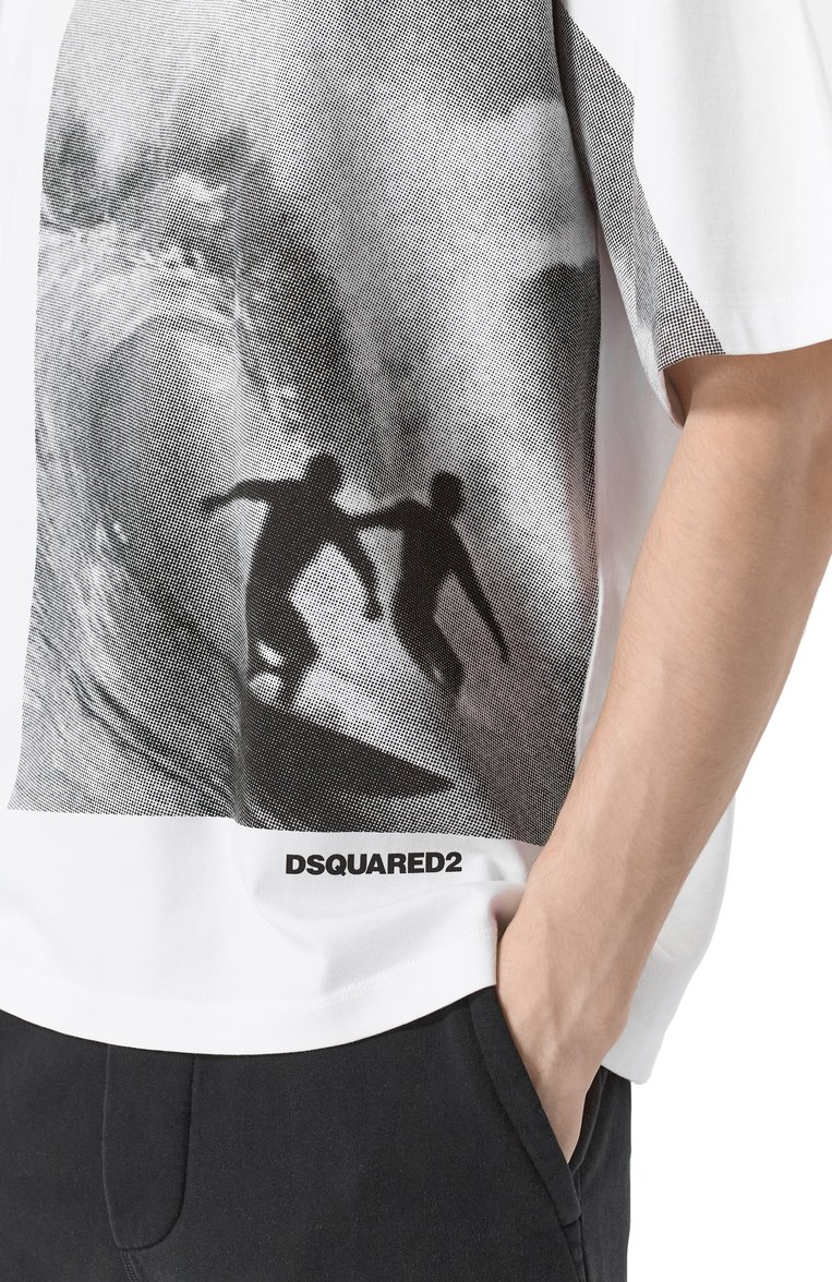 Мужская хлопковая футболка DSQUARED2 белого цвета, арт. S74GD1409/D20033 | Фото 5 (Материал сплава: Проставлено; Рукава: 3/4; Длина (для топов): Стандартные; Драгоценные камни: Проставлено; Принт: С принтом; Стили: Кэжуэл; Материал внешний: Хлопок; Кросс-КТ: Джерси; Мужское Кросс-КТ: Футболка-одежда)