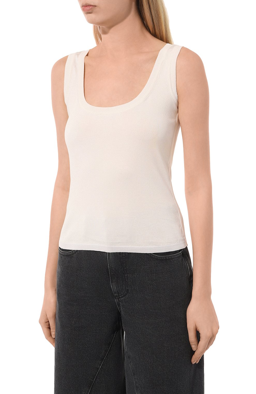 Майка из шелка и вискозы FREEAGE белого цвета по цене 35300 руб., арт. S23.TP026.6079.111_TS, фото 3 Майка из шелка и вискозы FREEAGE, арт. S23.TP026.6079.111_TS, фото 3
