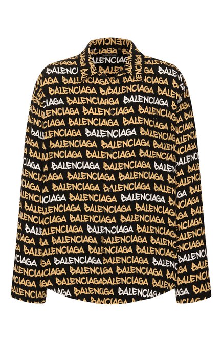 Мужская рубашка из вискозы BALENCIAGA черного цвета, арт. 681812/TRLJ3 | Фото 1 (Материал сплава: Проставлено; Драгоценные камни: Проставлено; Длина (для топов): Удлиненные; Рукава: Длинные; Материал внешний: Вискоза)