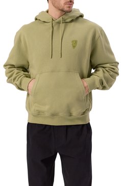 Мужской хлопковое худи BURBERRY хаки цвета, арт. 8102452 | Фото 3 (Драгоценные камни: Проставлено; Материал сплава: Проставлено; Рукава: Длинные; Длина (для топов): Стандартные; Принт: С принтом; Материал внешний: Хлопок; Стили: Кэжуэл; Мужское Кросс-КТ: Худи-одежда)