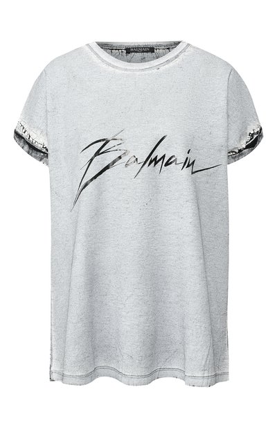Женская футболка из смеси вискозы и льна BALMAIN, арт. RF11055/J062