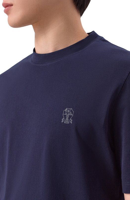 Хлопковая футболка Brunello Cucinelli M0B138440 Синий  M0B138440 Фото 5