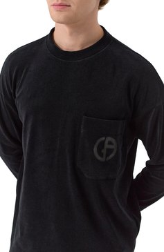 Мужская хлопковый лонгслив GIORGIO ARMANI черного цвета, арт. GM001249/TE13896 | Фото 5 (Рукава: Длинные; Длина (для топов): Стандартные; Стили: Кэжуэл; Принт: С принтом; Материал внешний: Хлопок; Мужское Кросс-КТ: Футболка-одежда; Кросс-КТ: Джерси; Автоматизация состава: Проставлено; Автоматизация ТО: Проставлено)