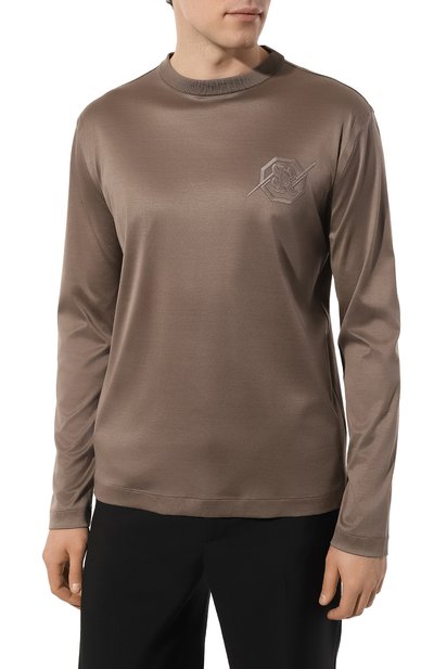 Хлопковый лонгслив STEFANO RICCI коричневого цвета по цене 63300 руб., арт. K101029G01/T23351, фото 3 Хлопковый лонгслив STEFANO RICCI, арт. K101029G01/T23351, фото 3