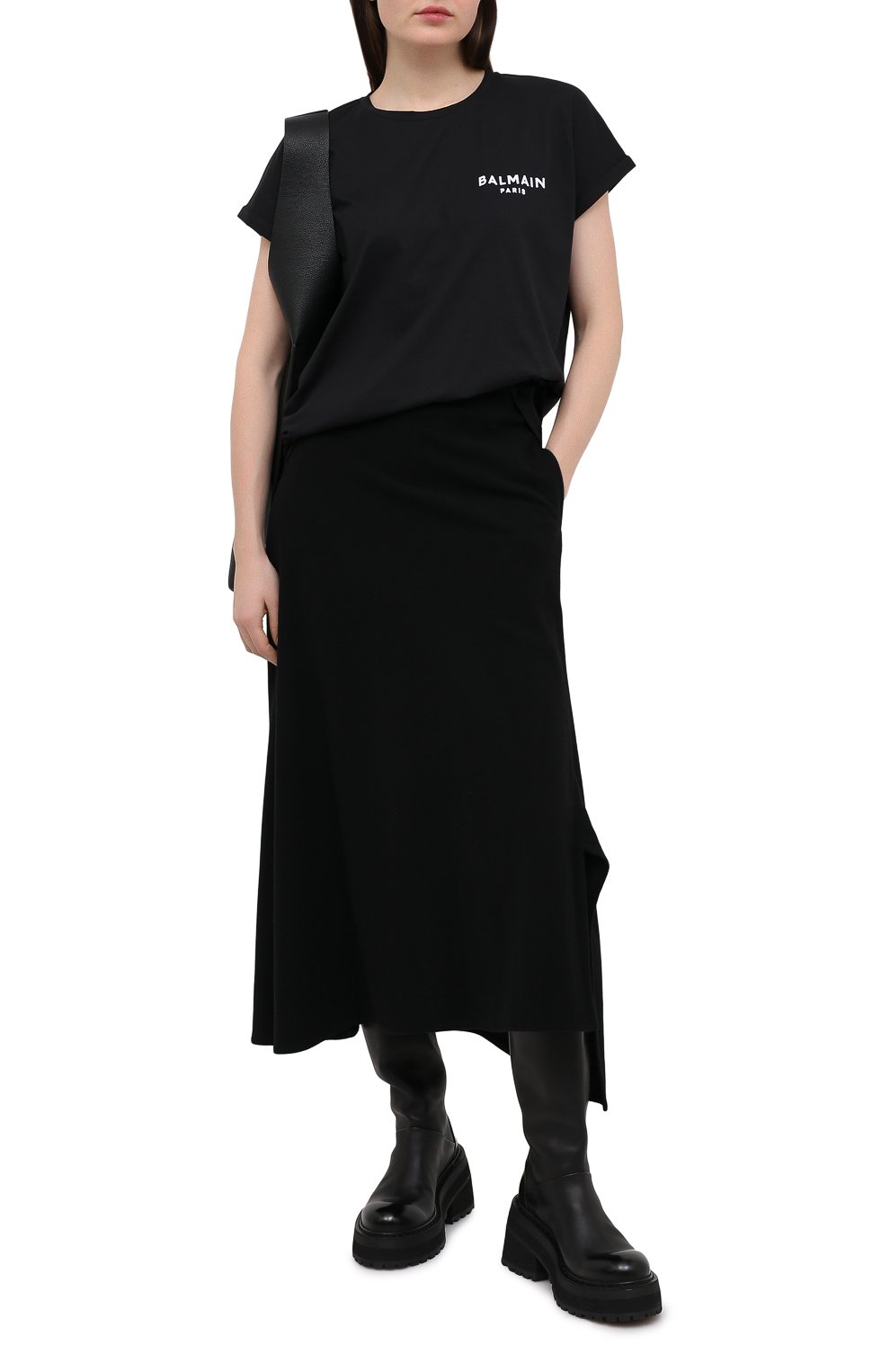 Хлопковая футболка BALMAIN черного цвета по цене 26200 руб., арт. VF11351/B013, фото 2 Хлопковая футболка BALMAIN, арт. VF11351/B013, фото 2