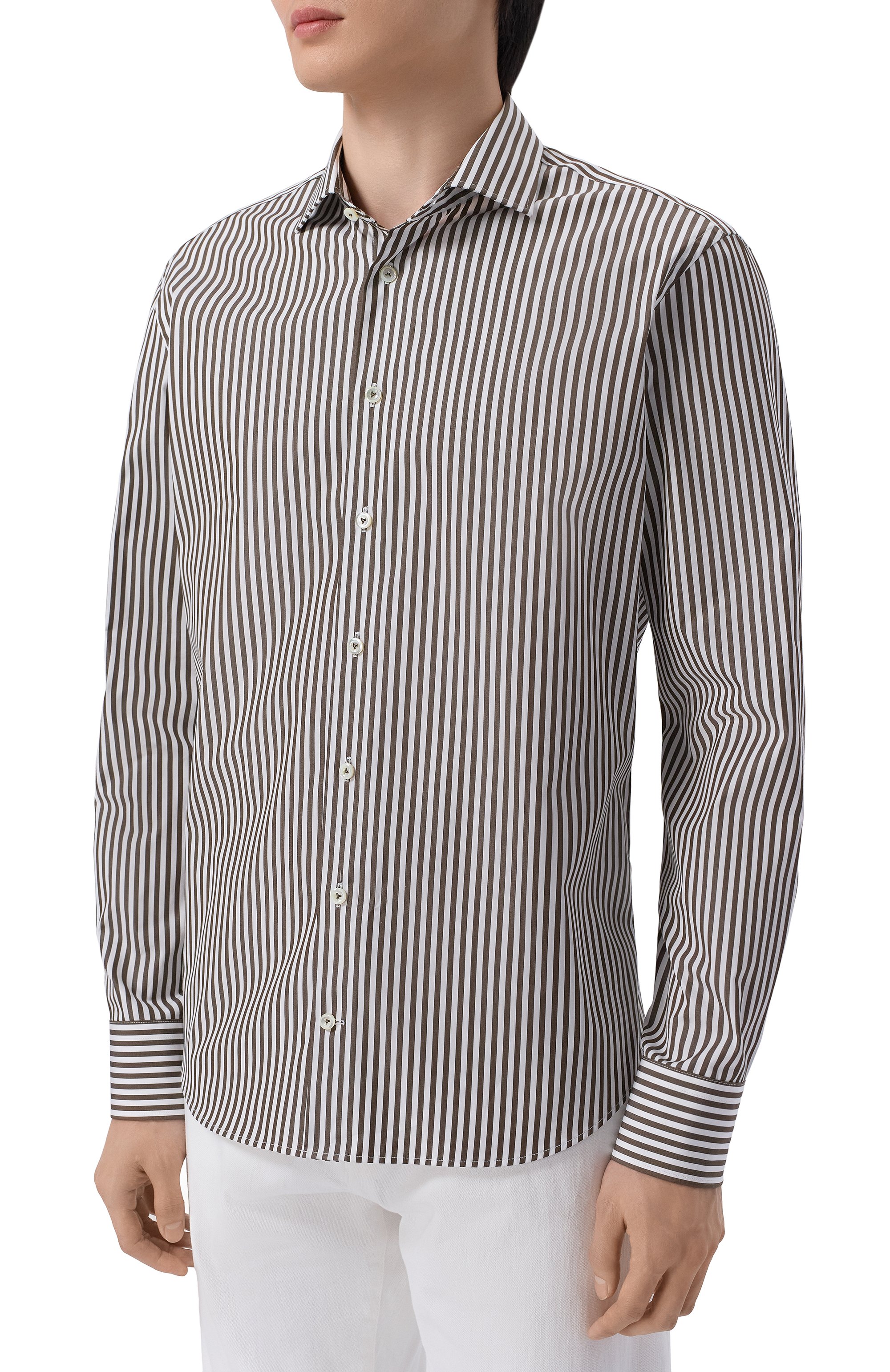 Хлопковая сорочка VAN LAACK темно-коричневого цвета по цене 28900 руб., арт. VL-RIK0S-SF/156296, фото 3 Хлопковая сорочка VAN LAACK, арт. VL-RIK0S-SF/156296, фото 3