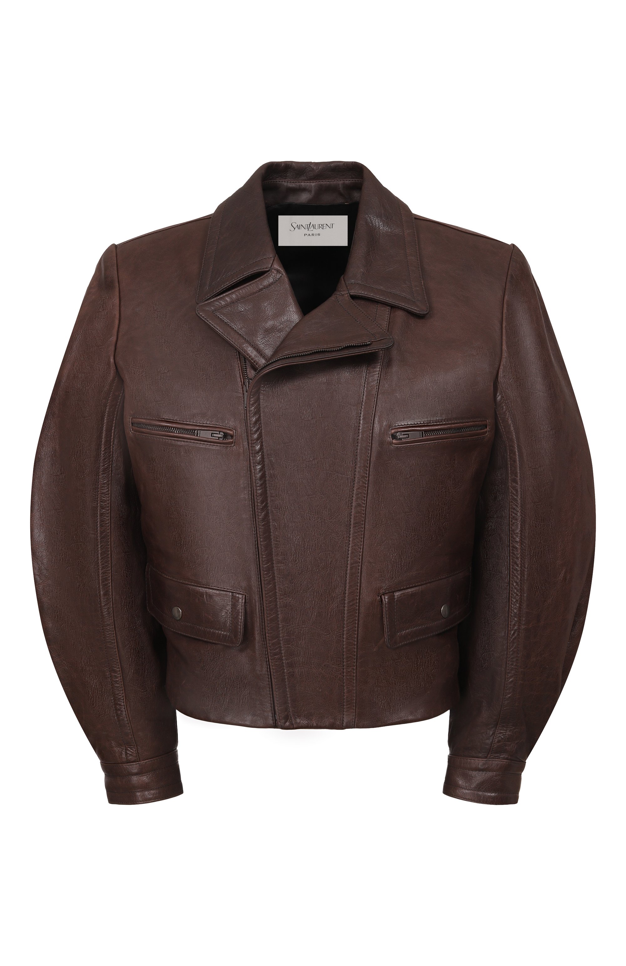 Кожаная куртка SAINT LAURENT коричневого цвета по цене 1725000 руб., арт. 866351/YCUS2, фото 1 Кожаная куртка SAINT LAURENT, арт. 866351/YCUS2, фото 1