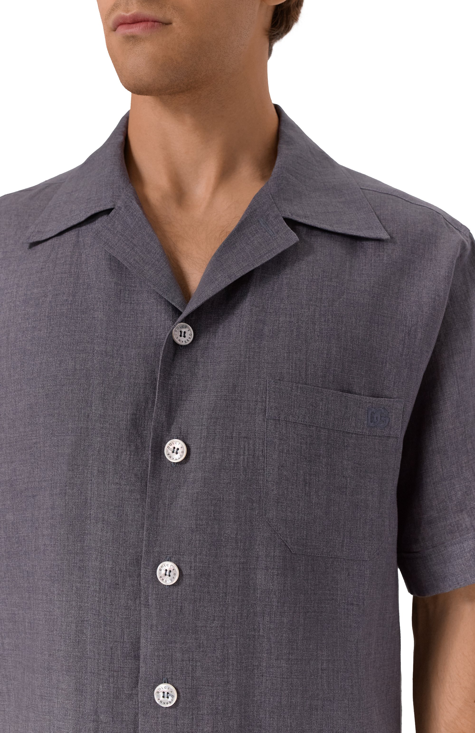Льняная рубашка DOLCE & GABBANA темно-серого цвета по цене 98950 руб., арт. G5JH9Z/FU4L5, фото 5 Льняная рубашка DOLCE & GABBANA, арт. G5JH9Z/FU4L5, фото 5