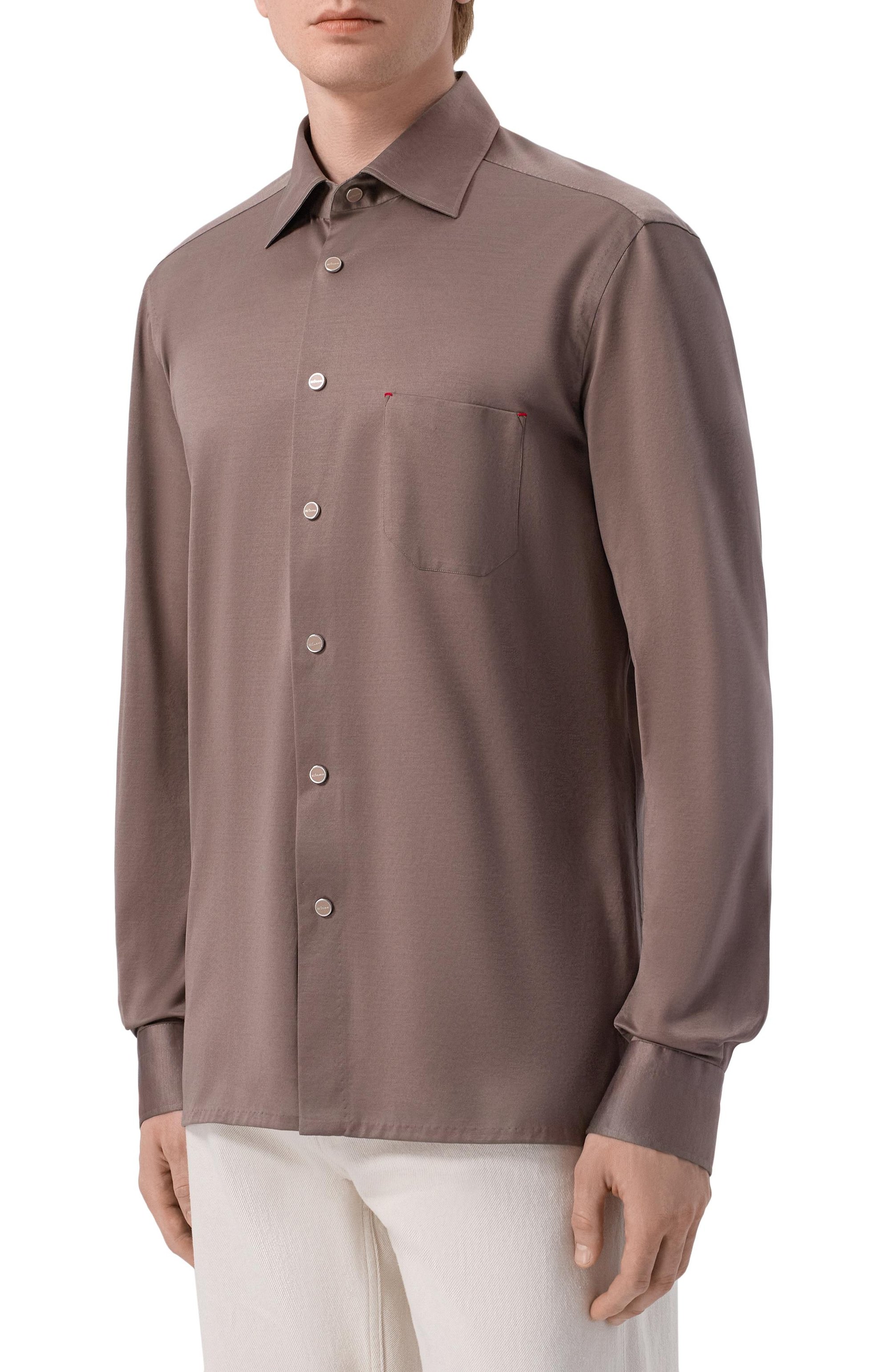 Хлопковая рубашка KITON коричневого цвета по цене 79950 руб., арт. UMCNERHH09665_001, фото 3 Хлопковая рубашка KITON, арт. UMCNERHH09665_001, фото 3
