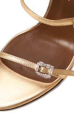 Женские лакированные босоножки GIUSEPPE ZANOTTI DESIGN золотого цвета, арт. E500012 | Фото 7 (Каблук высота: Высокий; Драгоценные камни: Проставлено; Материал внутренний: Натуральная кожа; Материал внешний: Натуральная кожа; Материал сплава: Проставлено; Подошва: Плоская; Каблук тип: Шпилька)