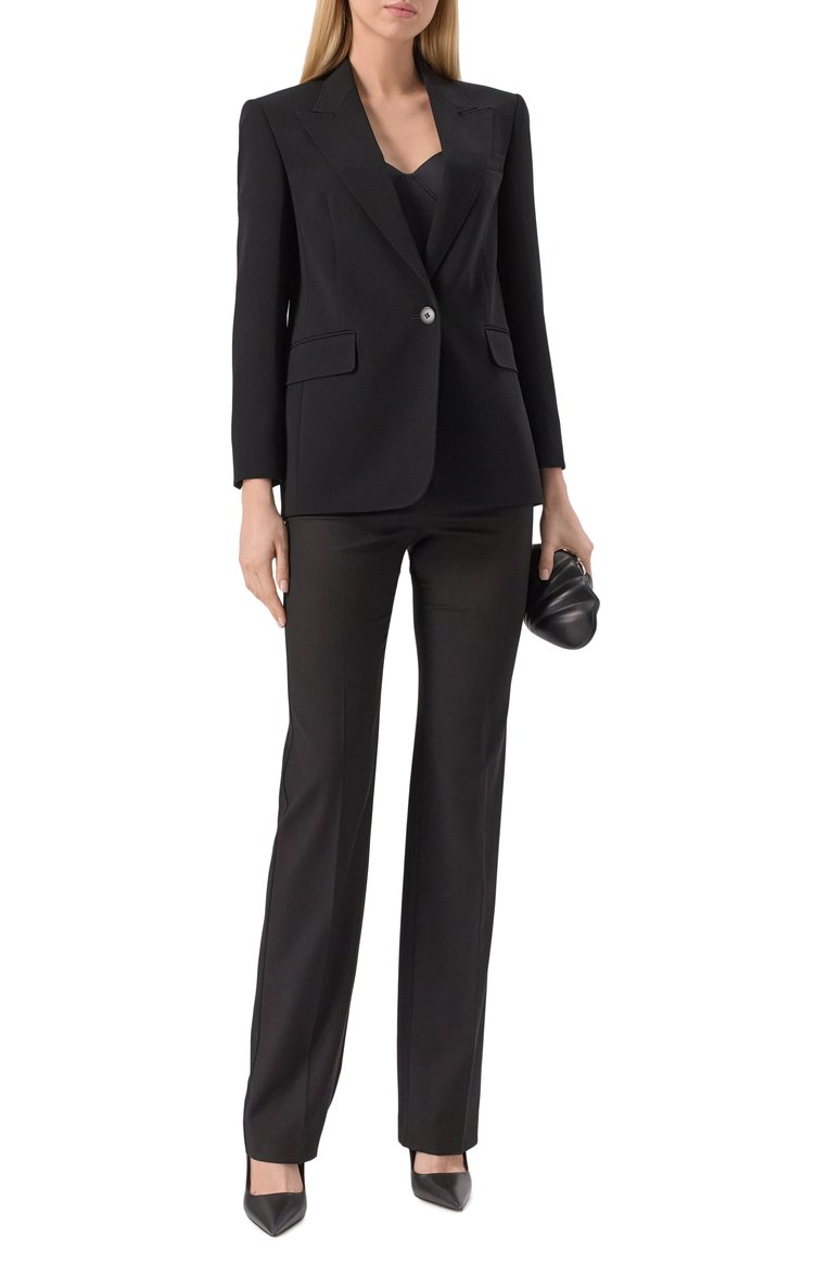 Женский жакет MAX MARA STUDIO черного цвета, арт. FURETT0 | Фото 2 (Рукава: Длинные; Материал внешний: Синтетический материал; Женское Кросс-КТ: Жакет-одежда; 1-2-бортные: Однобортные; Стили: Классический; Длина (для топов): Удлиненные; Автоматизация ТО: Проставлено; Автоматизация состава: Проставлено; Материал подклада: Синтетический материал)