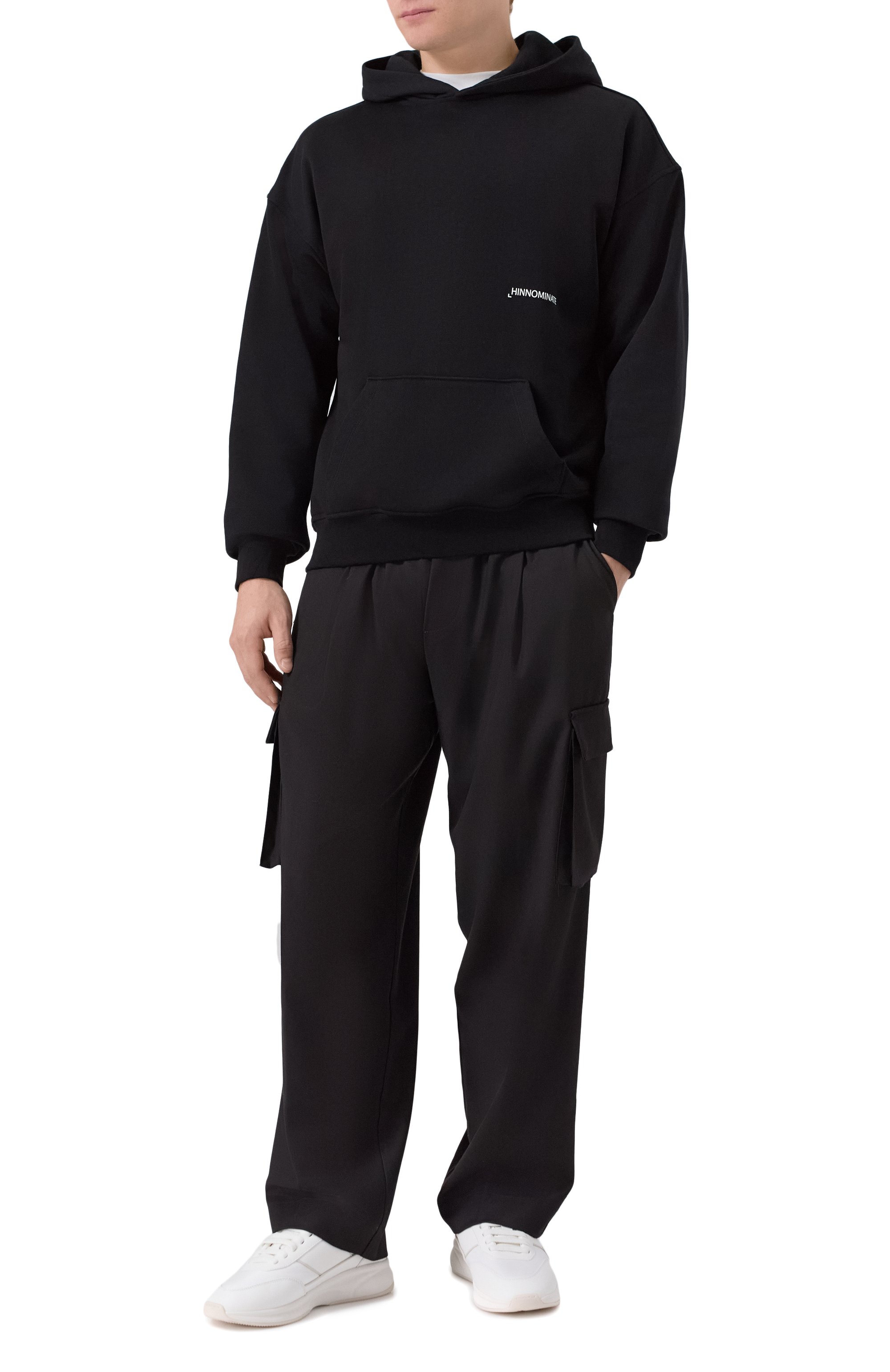 Хлопковое худи HINNOMINATE черного цвета по цене 17100 руб., арт. HMABM01371, фото 2 Хлопковое худи HINNOMINATE, арт. HMABM01371, фото 2