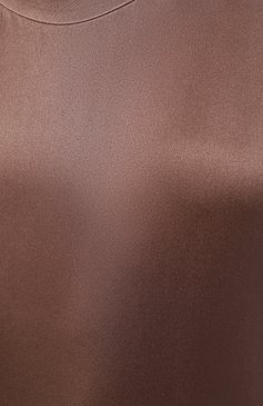 Женский шелковый топ BRUNELLO CUCINELLI коричневого цвета, арт. MPC59E0600 | Фото 5 (Материал внешний: Шелк; Драгоценные камни: Проставлено; Материал сплава: Проставлено; Длина (для топов): Стандартные; Стили: Кэжуэл)