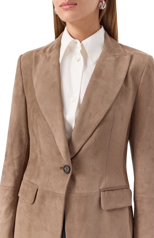 Замшевый жакет Brunello Cucinelli MPCLF208XP Бежевый  MPCLF208XP Фото 5