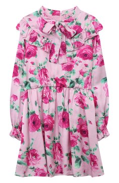 Детское платье из вискозы BLUMARINE разноцветного цвета, арт. IF3164T3674 | Фото 1 (Материал сплава: Проставлено; Драгоценные камни: Проставлено; Рукава: Длинные; Материал внешний: Вискоза; Стили: Классический)
