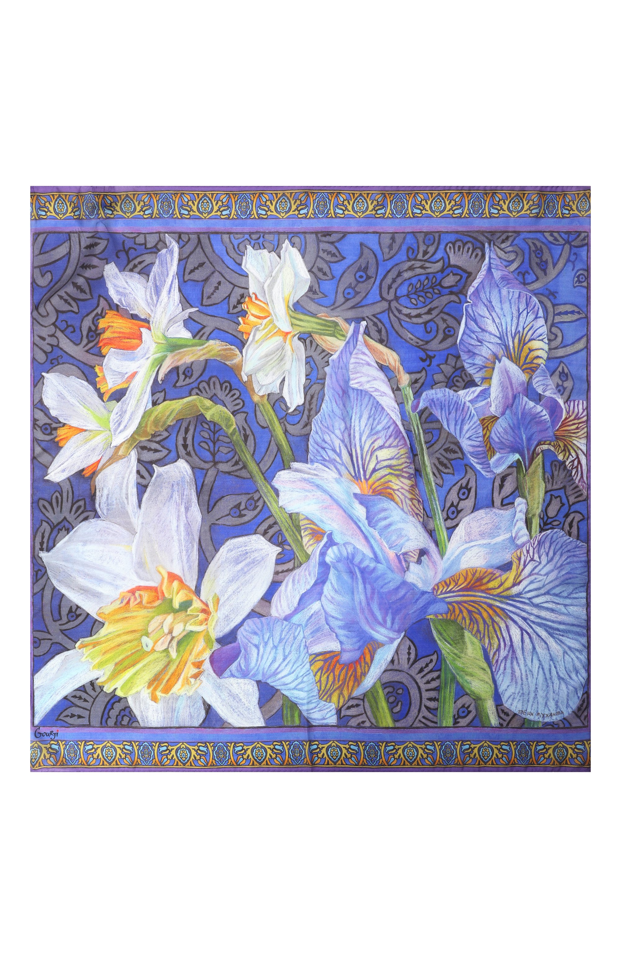 Шелковый платок ирисы GOURJI, арт. 91135137/4481172, фото 4