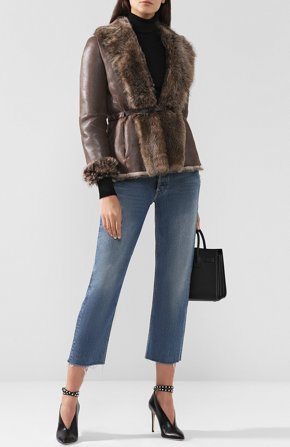 Укороченная дубленка из овчины с поясом GIORGIO ARMANI, арт. 1AG08P/1AP08, фото 2