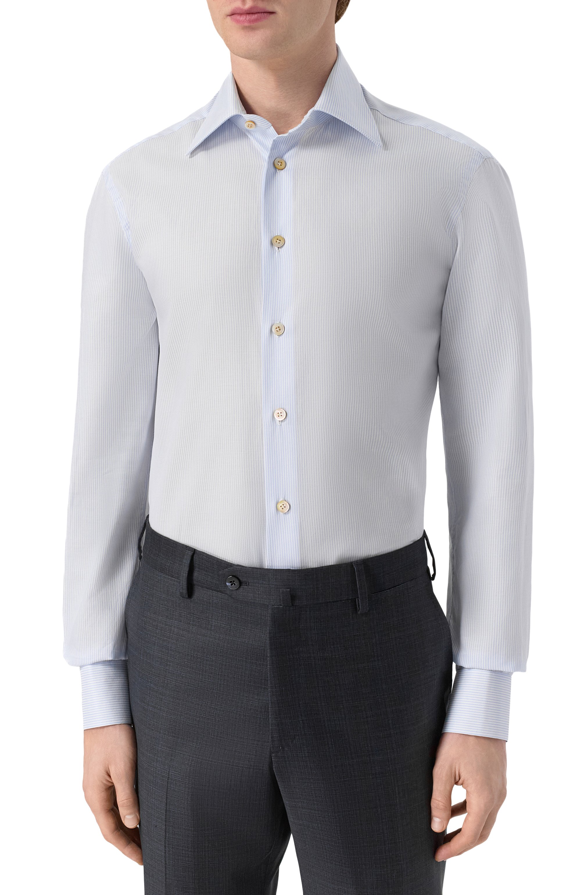 Хлопковая сорочка KITON светло-голубого цвета по цене 76300 руб., арт. UCCH0948611, фото 3 Хлопковая сорочка KITON, арт. UCCH0948611, фото 3