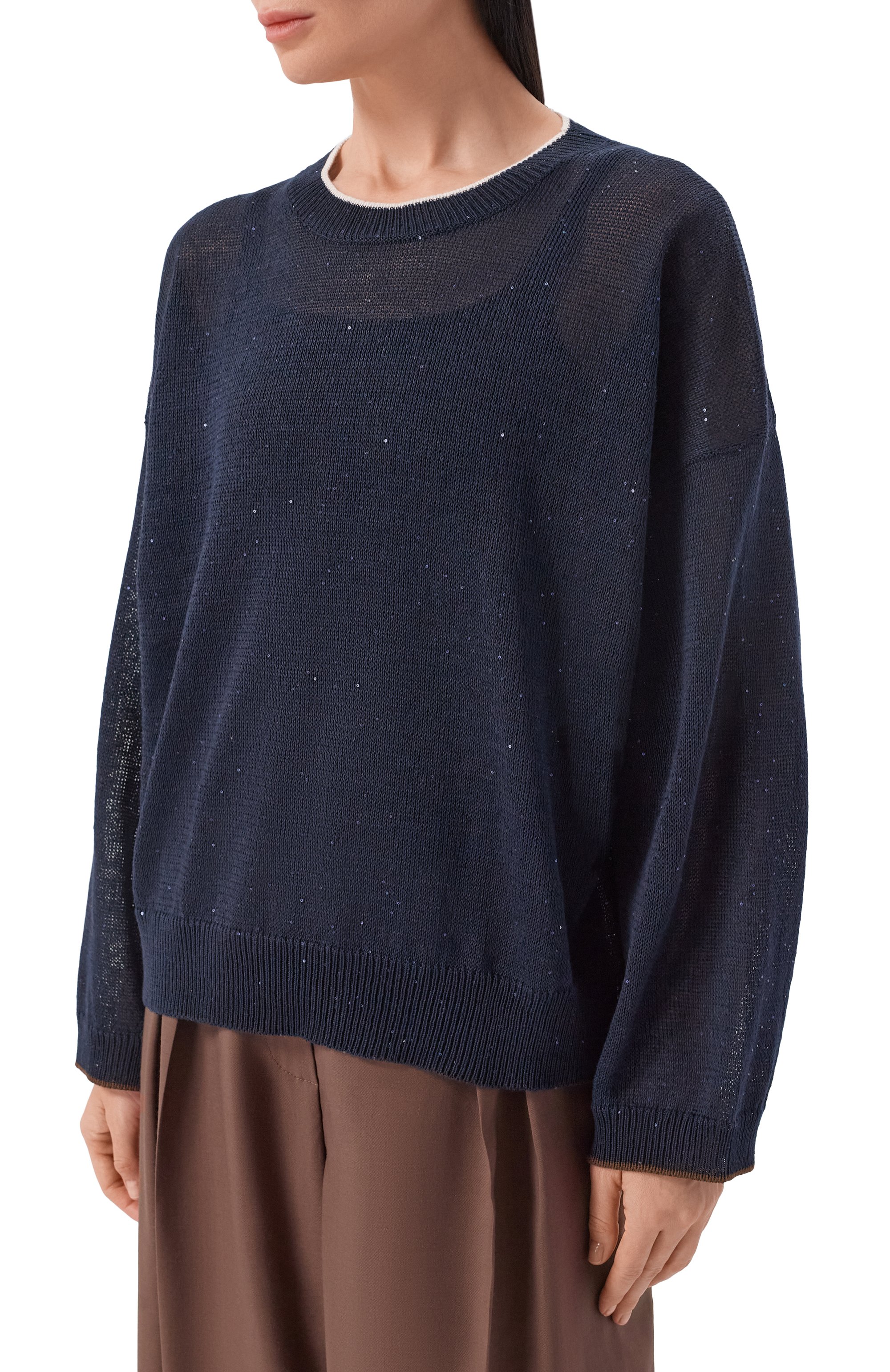 Льняной пуловер BRUNELLO CUCINELLI, арт. MDT796410, фото 3