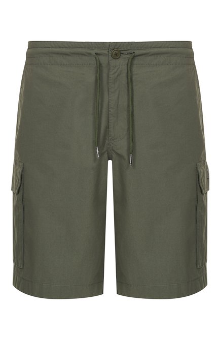 Мужские хлопковые шорты EMPORIO ARMANI хаки цвета, арт. EM000592/AF12336 | Фото 1 (Автоматизация ТО: Проставлено; Материал внешний: Хлопок; Длина Шорты М: До колена; Автоматизация состава: Проставлено)