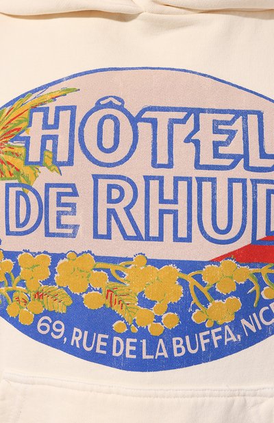 Хлопковое худи RHUDE кремового цвета по цене 98550 руб., арт. RHPS24H003012611, фото 5 Хлопковое худи RHUDE, арт. RHPS24H003012611, фото 5