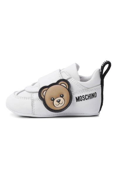 Кожаные пинетки MOSCHINO белого цвета по цене 18450 руб., арт. 84066/VAR8, фото 2 Кожаные пинетки MOSCHINO, арт. 84066/VAR8, фото 2