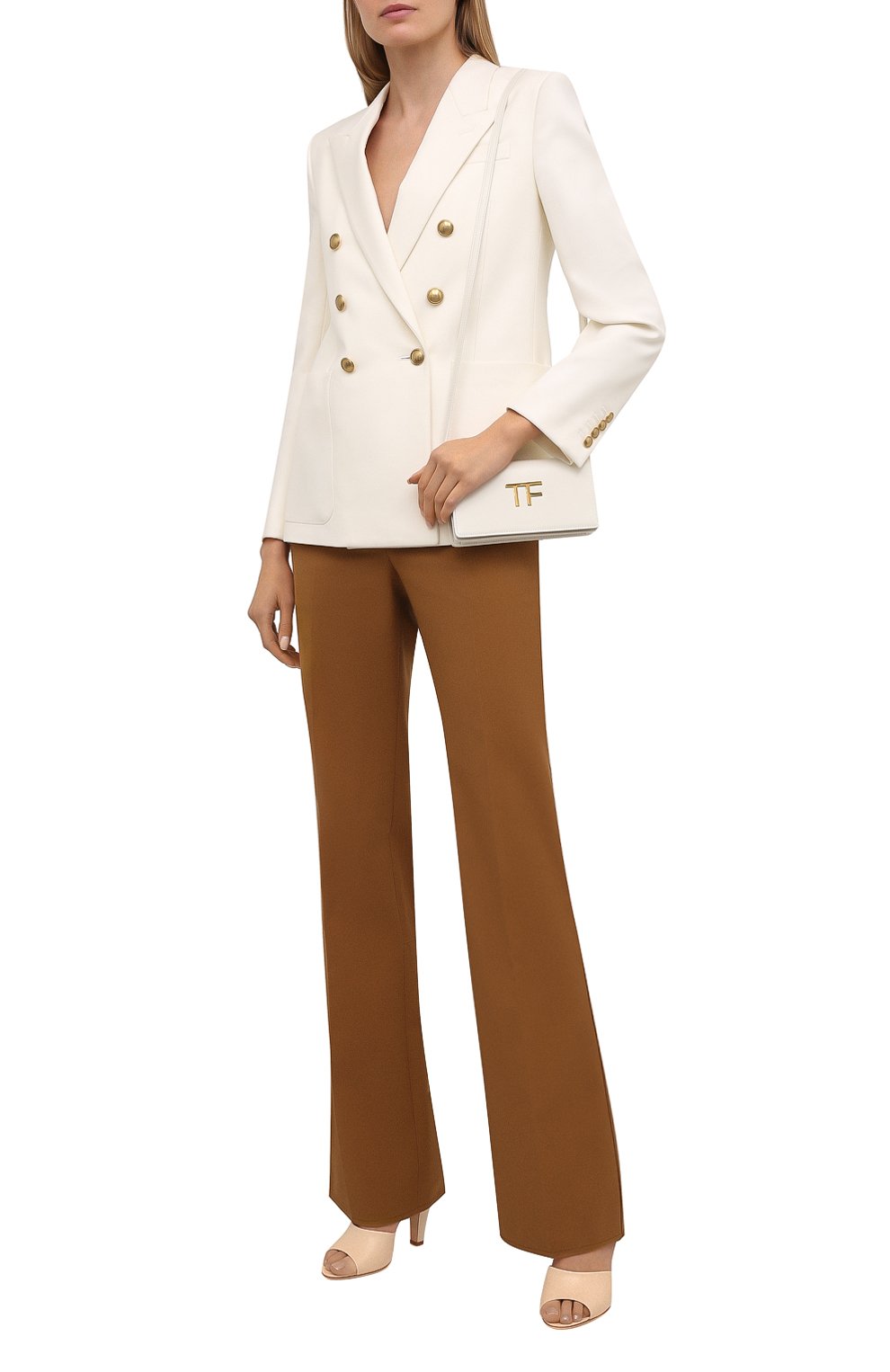 Хлопковые брюки VICTORIA BECKHAM коричневого цвета по цене 89950 руб., арт. 1221WTR002664D, фото 2 Хлопковые брюки VICTORIA BECKHAM, арт. 1221WTR002664D, фото 2