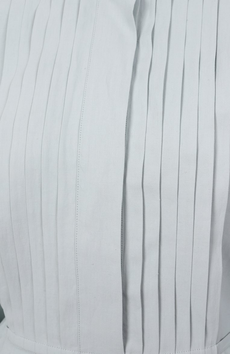 Женское льняное платье JIL SANDER светло-голубого цвета, арт. J04CT0108-J60001 | Фото 6 (Рукава: Длинные; Материал внешний: Лен; Длина Ж (юбки, платья, шорты): Миди; Стили: Кэжуэл; Женское Кросс-КТ: Платье-одежда; Случай: Повседневный; Автоматизация состава: Проставлено; Автоматизация ТО: Проставлено)