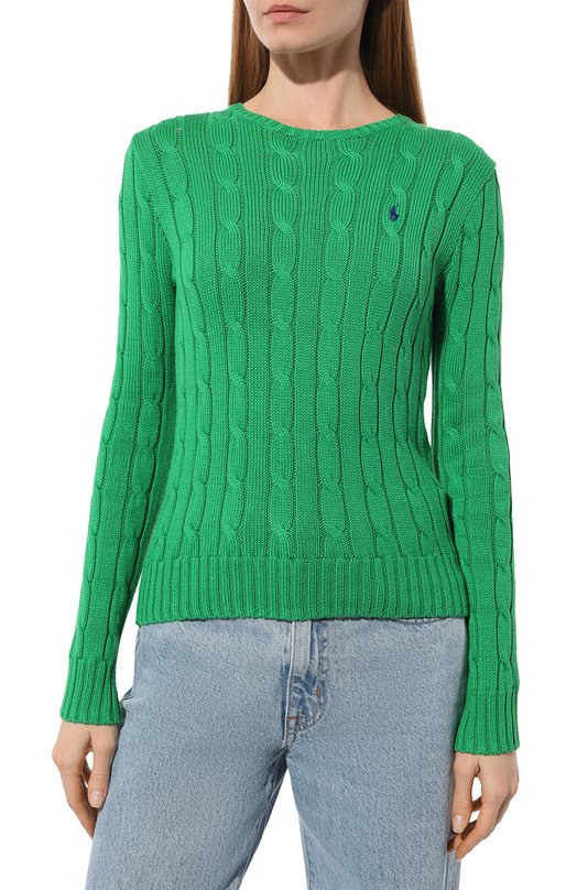 Хлопковый пуловер Polo Ralph Lauren 211891640 Зелёный  211891640 Фото 3