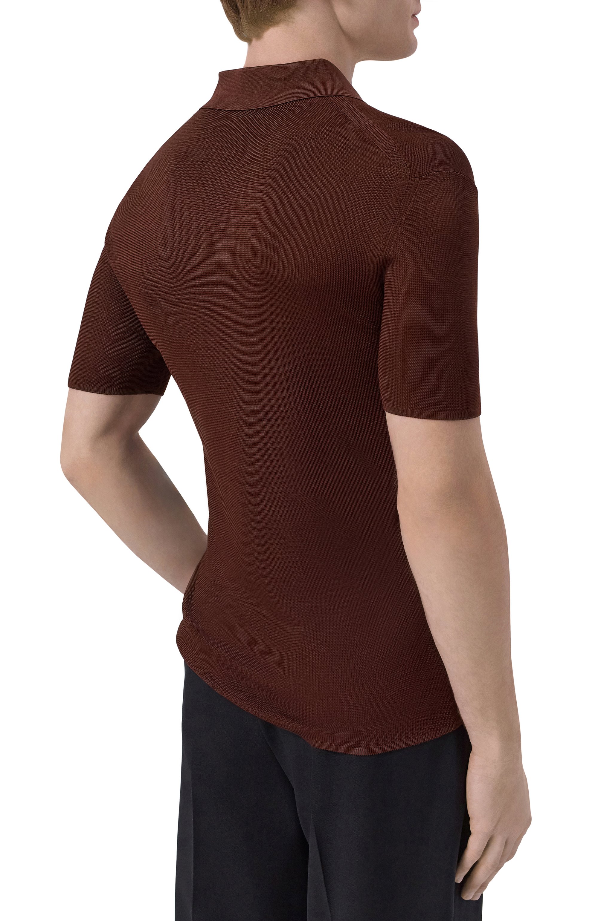 Шелковое поло SAINT LAURENT темно-коричневого цвета по цене 199500 руб., арт. 862759/Y77IK, фото 4 Шелковое поло SAINT LAURENT, арт. 862759/Y77IK, фото 4