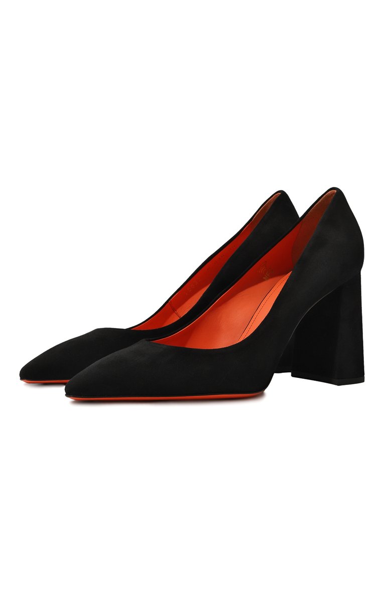Женские замшевые туфли SANTONI черного цвета, арт. WDBN70032HI2BSW5N01 | Фото 1 (Каблук высота: Высокий; Подошва: Плоская; Материал внутренний: Натуральная кожа; Материал внешний: Замша, Натуральная кожа; Каблук тип: Устойчивый)