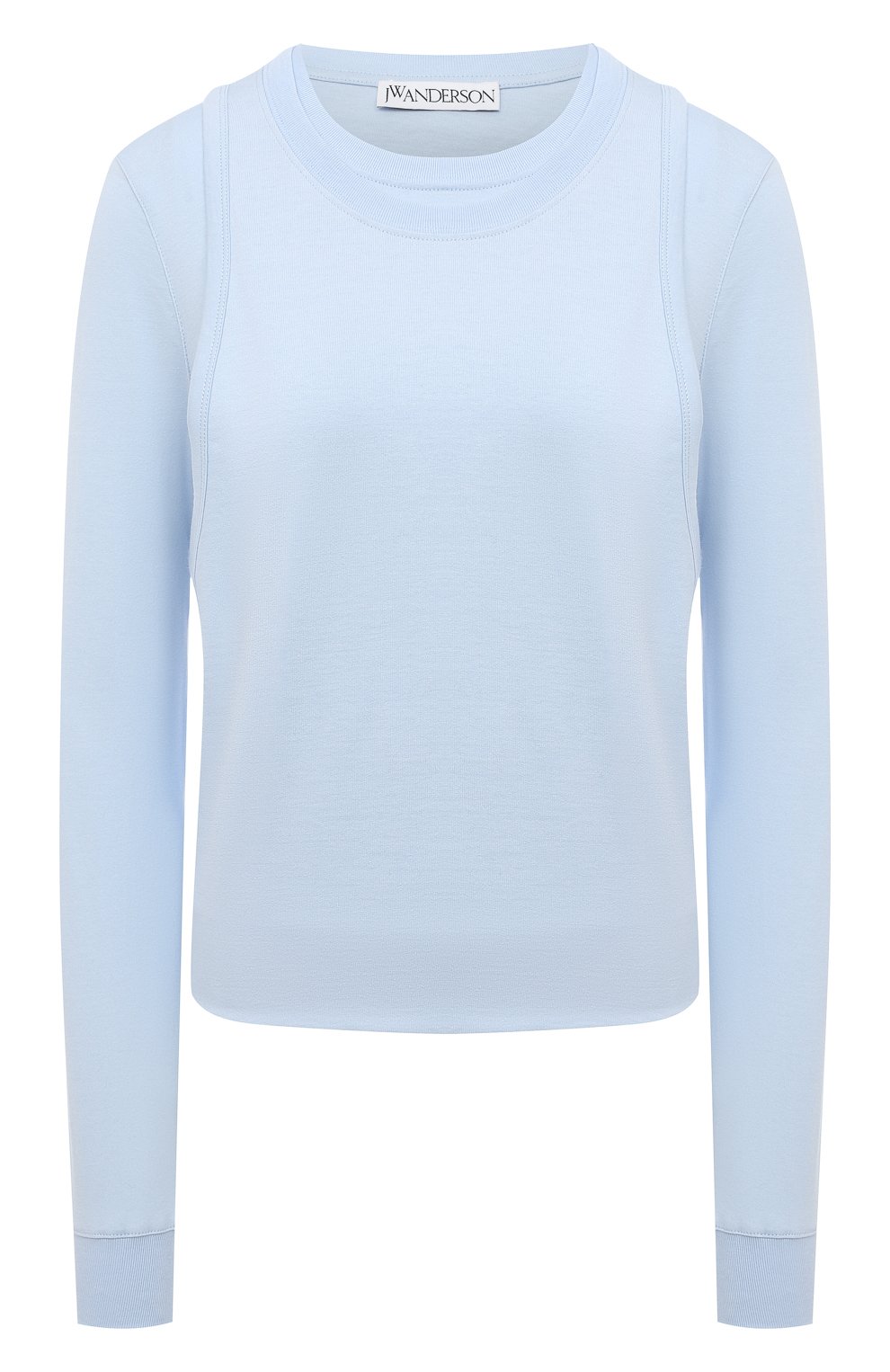 Хлопковый пуловер JW ANDERSON голубого цвета по цене 29950 руб., арт. JE0138 PG0142, фото 1 Хлопковый пуловер JW ANDERSON, арт. JE0138 PG0142, фото 1