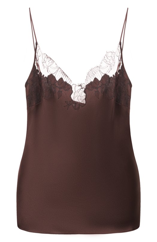 Шелковый топ Carine Gilson AL0893HS Коричневый AL0893HS
