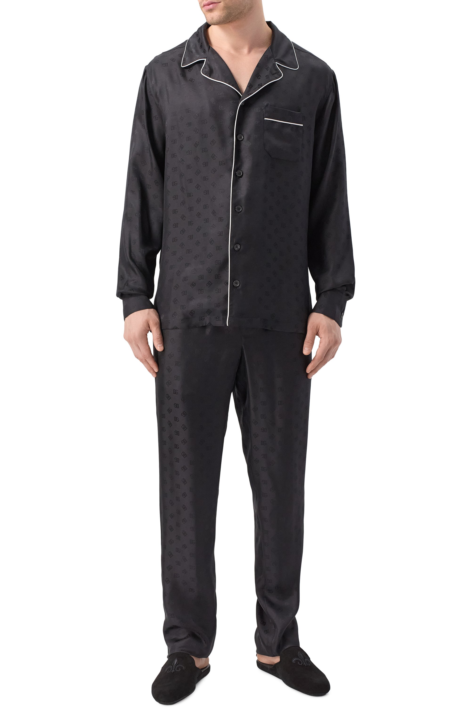 Шелковая сорочка DOLCE & GABBANA черного цвета по цене 196500 руб., арт. G5IF1T/FJ1JY, фото 2 Шелковая сорочка DOLCE & GABBANA, арт. G5IF1T/FJ1JY, фото 2