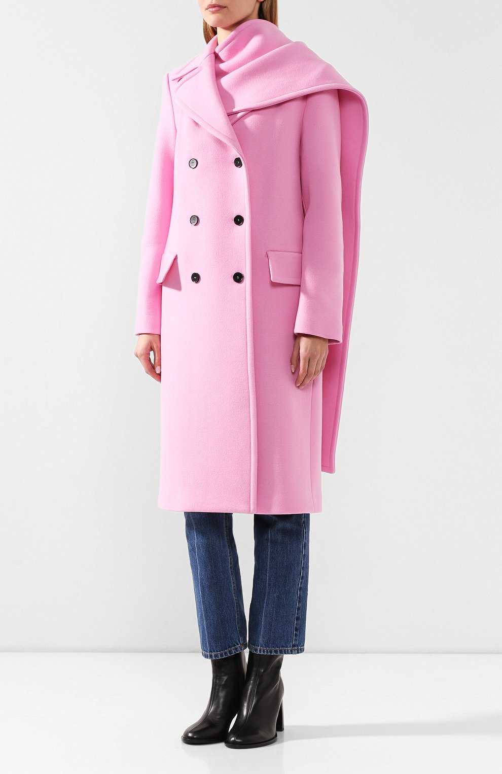 Шерстяное пальто MSGM светло-розового цвета по цене 79100 руб., арт. 2742MDC121 195750, фото 3 Шерстяное пальто MSGM, арт. 2742MDC121 195750, фото 3