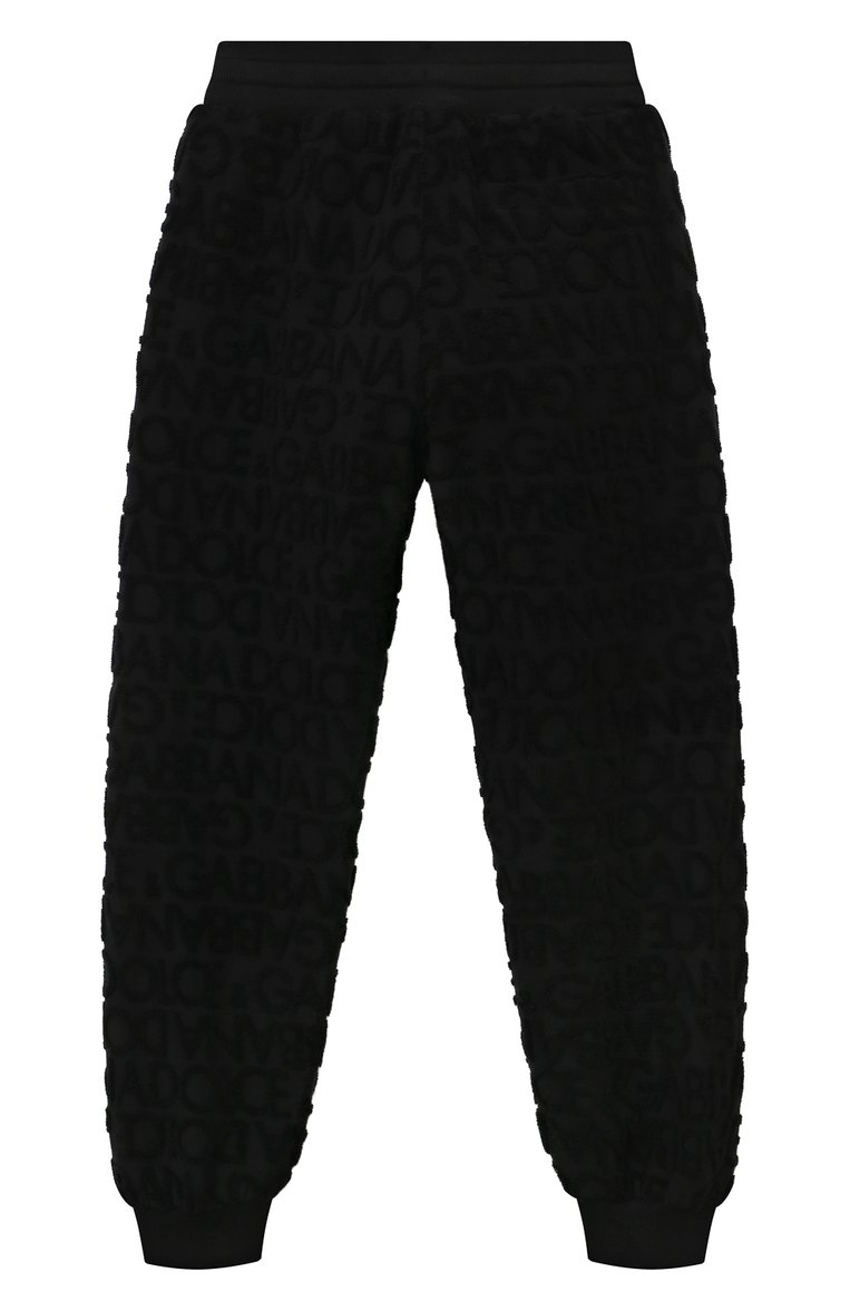 Детские хлопковые джоггеры DOLCE & GABBANA черного цвета, арт. L4JPFE/FJ7D7/8-14 | Фото 2 (Материал сплава: Проставлено; Нос: Не проставлено; Материал внешний: Хлопок; Мальчики Кросс-КТ: Джоггеры-одежда)