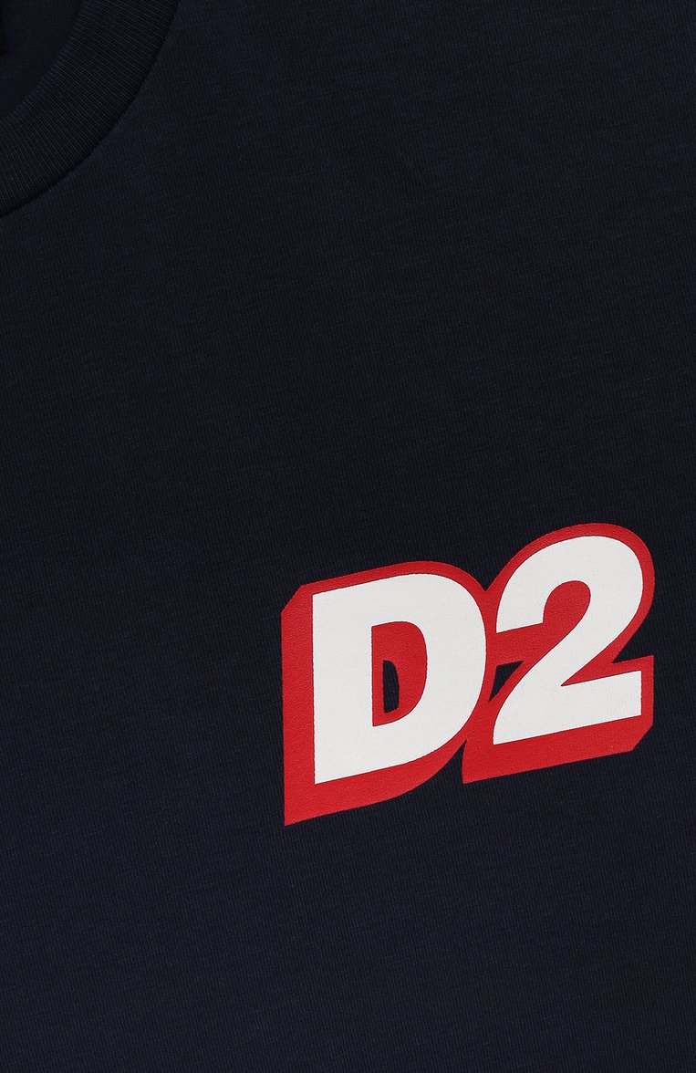Детская хлопковая футболка DSQUARED2 темно-синего цвета, арт. DQ1811/D008J | Фото 3 (Материал внешний: Хлопок; Рукава: Короткие; Мальчики Кросс-КТ: Футболка-одежда)