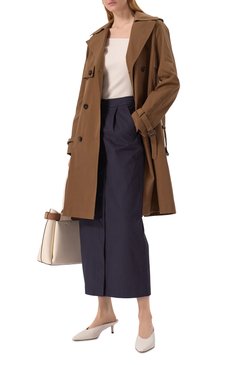 Женская хлопковая юбка EMPORIO ARMANI темно-синего цвета, арт. EW000764/AF12440 | Фото 2 (Длина Ж (юбки, платья, шорты): Макси; Материал сплава: Проставлено; Драгоценные камни: Проставлено; Женское Кросс-КТ: Юбка-карандаш; Стили: Классический; Материал внешний: Хлопок)