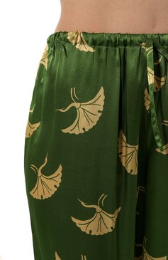 Женские шелковые брюки DRIES VAN NOTEN зеленого цвета, арт. 010915-8141 | Фото 5 (Силуэт Ж (брюки и джинсы): Широкие; Материал внешний: Шелк; Длина (брюки, джинсы): Стандартные; Женское Кросс-КТ: Брюки-одежда; Материал сплава: Проставлен�о; Драгоценные камни: Проставлено; Стили: Бохо)