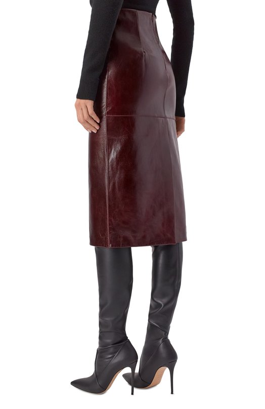 Кожаная юбка Sportmax AFA Бордовый  AFA Фото 4
