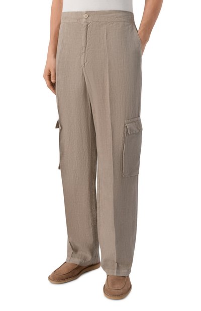 Льняные брюки-карго INLINUM бежевого цвета по цене 39950 руб., арт. CARG0RU/TR0PEA, фото 3 Льняные брюки-карго INLINUM, арт. CARG0RU/TR0PEA, фото 3