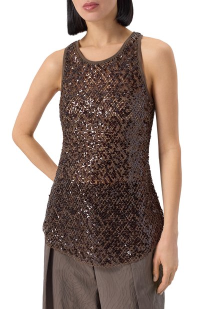 Топ с отделкой пайетками BRUNELLO CUCINELLI, арт. MRTR20920, фото 3
