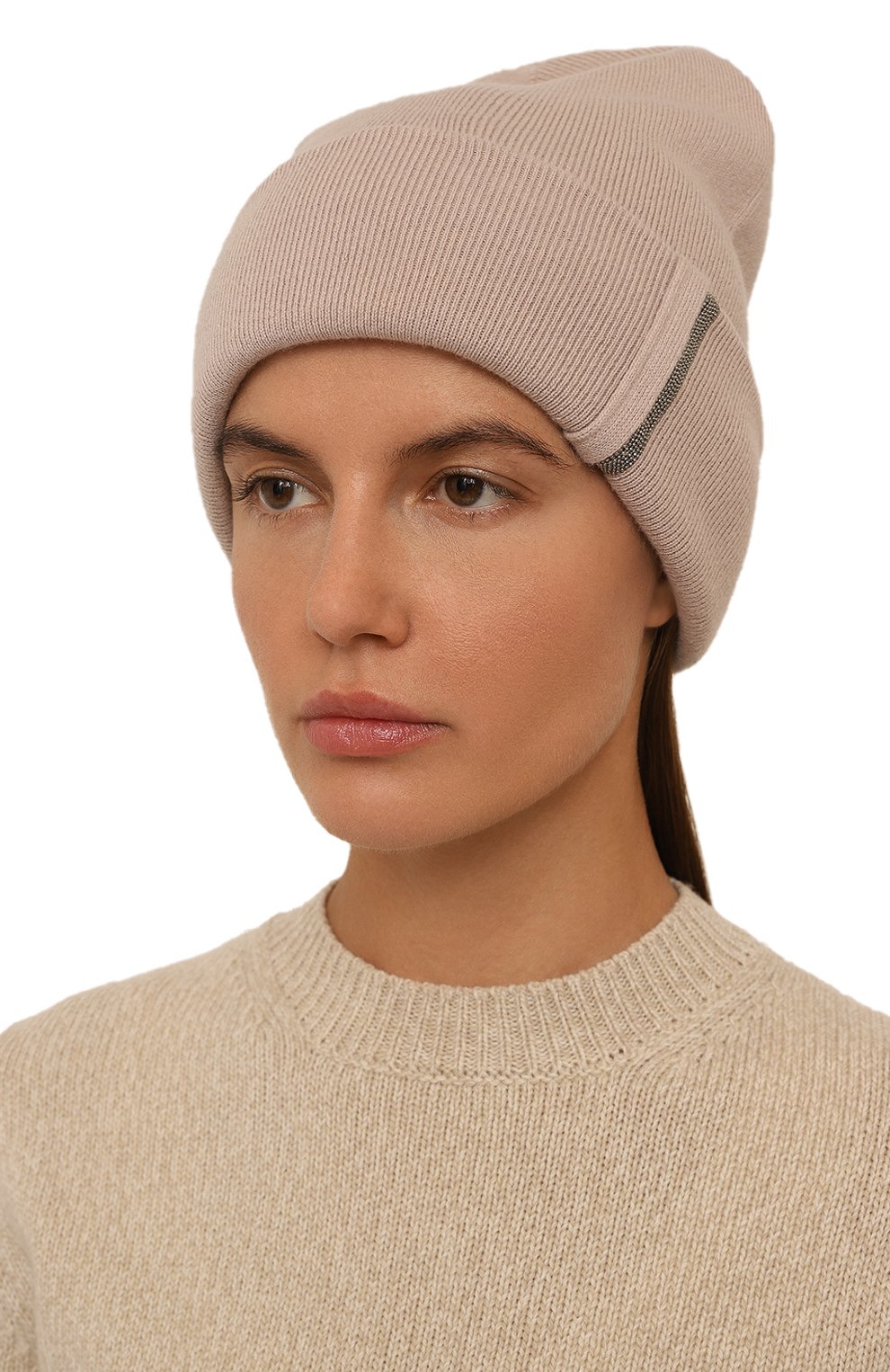 Кашемировая шапка BRUNELLO CUCINELLI светло-розового цвета по цене 68650 руб., арт. M12163199, фото 2 Кашемировая шапка BRUNELLO CUCINELLI, арт. M12163199, фото 2