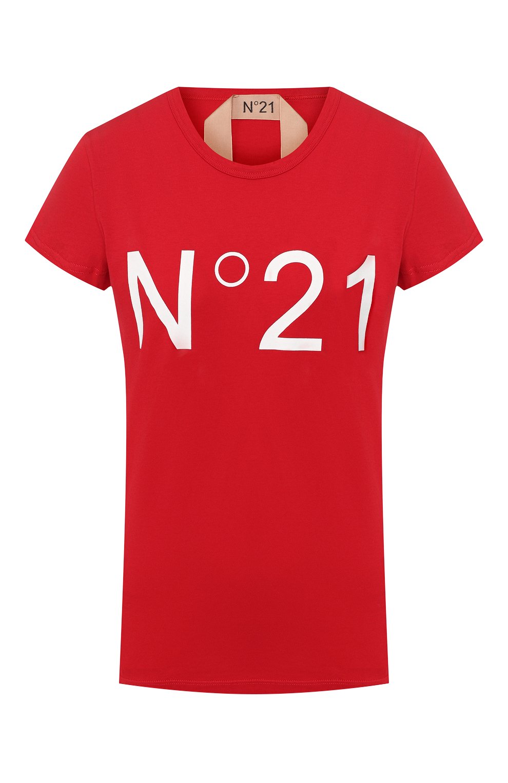 Хлопковая футболка N21 красного цвета по цене 20950 руб., арт. 19E N2M0/F031/4157, фото 1 Хлопковая футболка N21, арт. 19E N2M0/F031/4157, фото 1