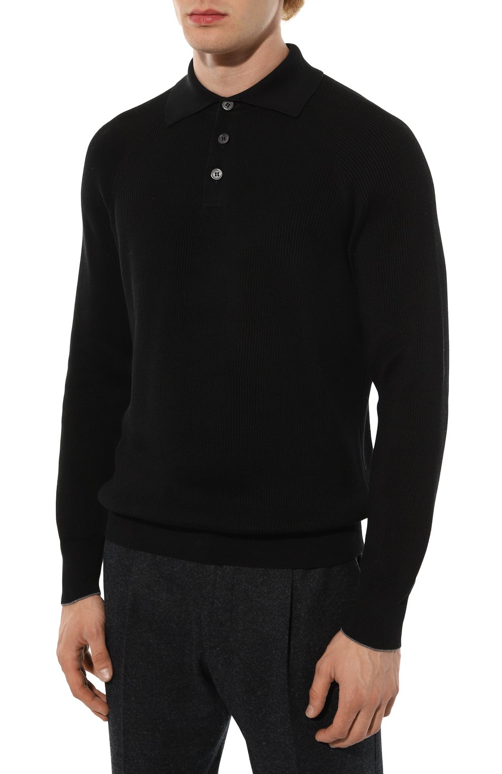 Хлопковое поло BRUNELLO CUCINELLI черного цвета по цене 138000 руб., арт. M2940B2189, фото 3 Хлопковое поло BRUNELLO CUCINELLI, арт. M2940B2189, фото 3