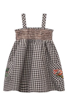 Детское сарафан KENZO коричневого цвета, арт. K60229/3-5 | Фото 1 (Материал внешний: Хлопок, Синтетический материал; Драгоценные камни: Проставлено; Материал сплава: Проставлено; Девочки Кросс-КТ: Сарафан-одежда; Рукава: На бретелях, Без рукавов; Ростовка одежда: 4 года | 104 см, 3 года | 98 см)