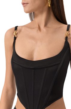 Женский корсет VERSACE черного цвета, арт. 1006669/1A10194 | Фото 5 (Нос: Не проставлено; Стили: Гламурный; Длина (для топов): Укороченные; Рукава: На бретелях; Кросс-КТ: костюм; Материал внешний: Синтетический материал)
